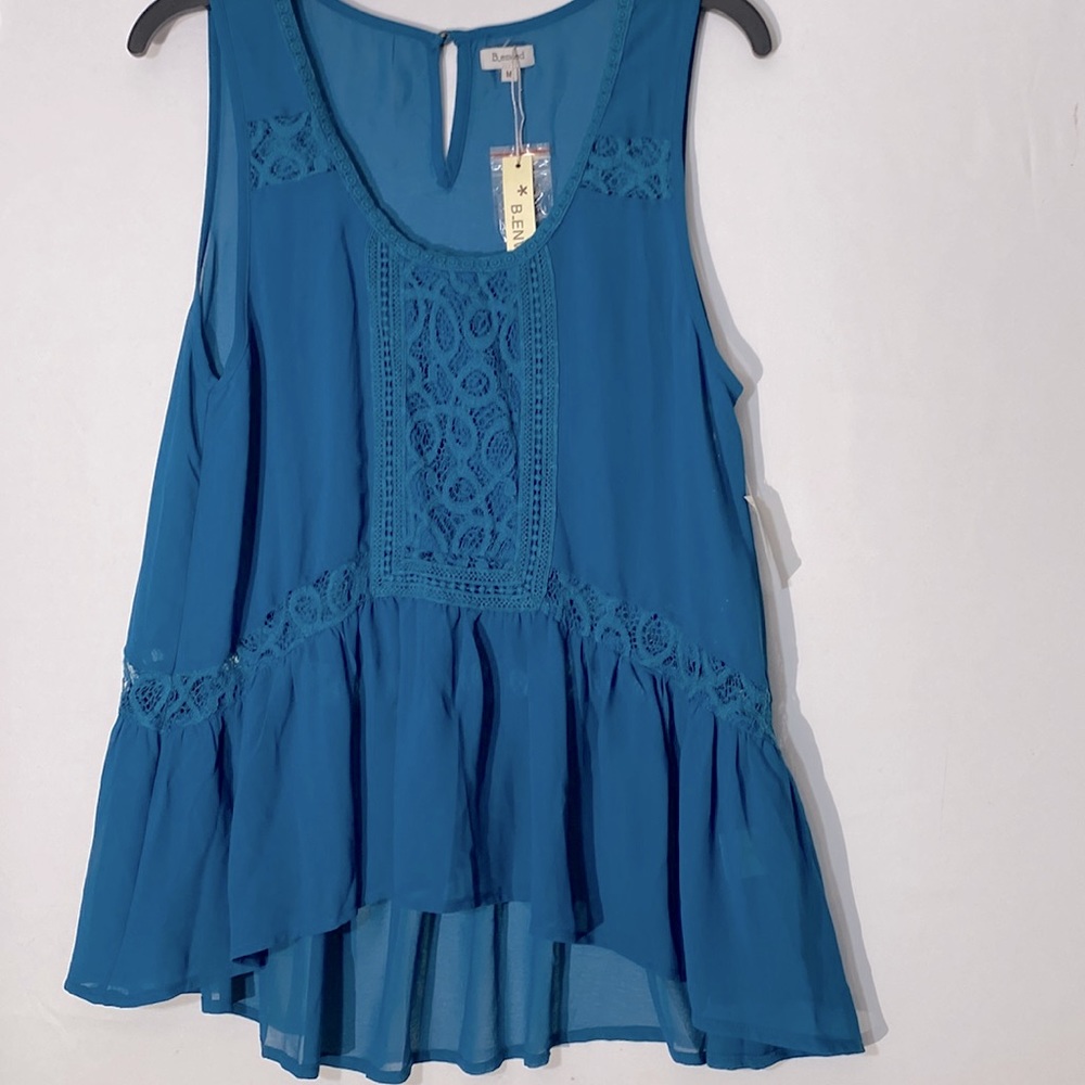 B_Envied Woman Chiffon Scoop Neckline Pullover Blouse Top Size M